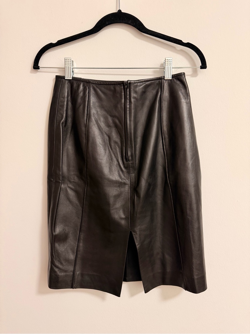 Caché Black Leather Pencil Skirt - Picture 2 of 5